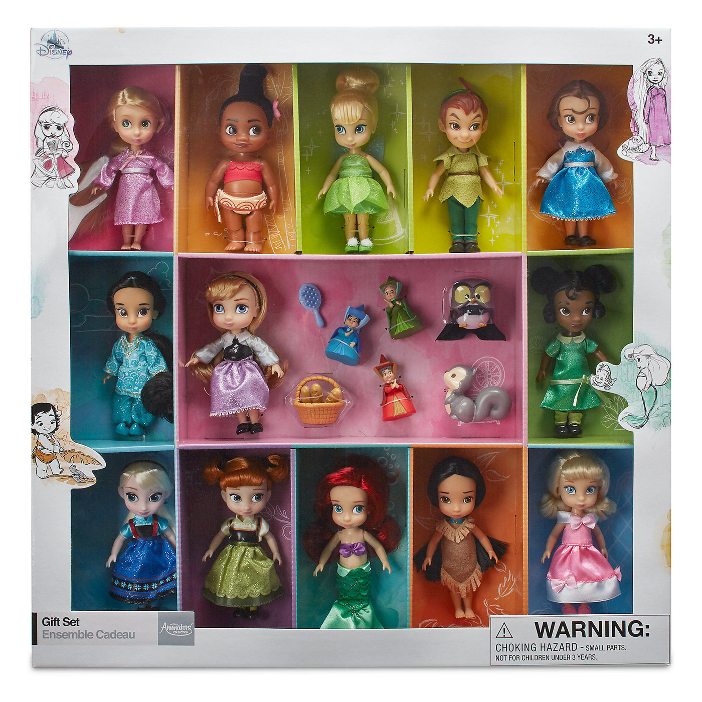 Disney Store Animators' Collection Mini Doll Gift Set 5'' Ariel Belle Peter Pan