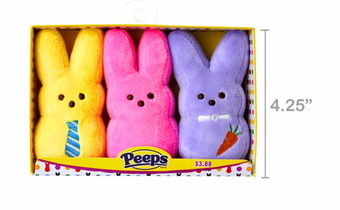 Peeps Easter Peep Plush Yellow Pink Purple Bunny Pet 3pk Toy 1 New with Box