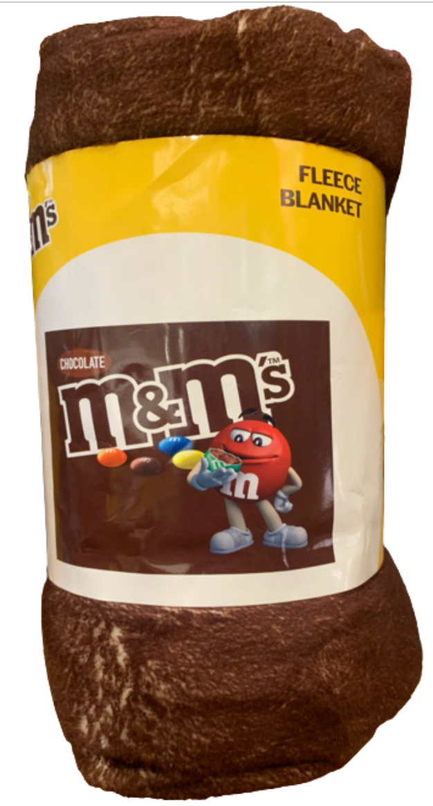 M&M's World Milk Chocolate Bag Brown Fleece Blanket New with Tag