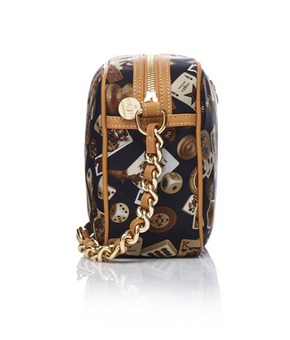 Las Vegas Life is a Game Dark Brown Bag Crossbody Made in Italy Divo Diva New