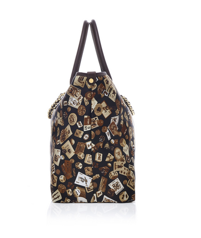 Macao Life is a Game All Dark Brown Tote Bag Made in Italy by Divo Diva New