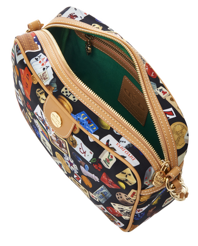 Las Vegas Life is a Game Dark Black Bag Crossbody Made in Italy Divo Diva New