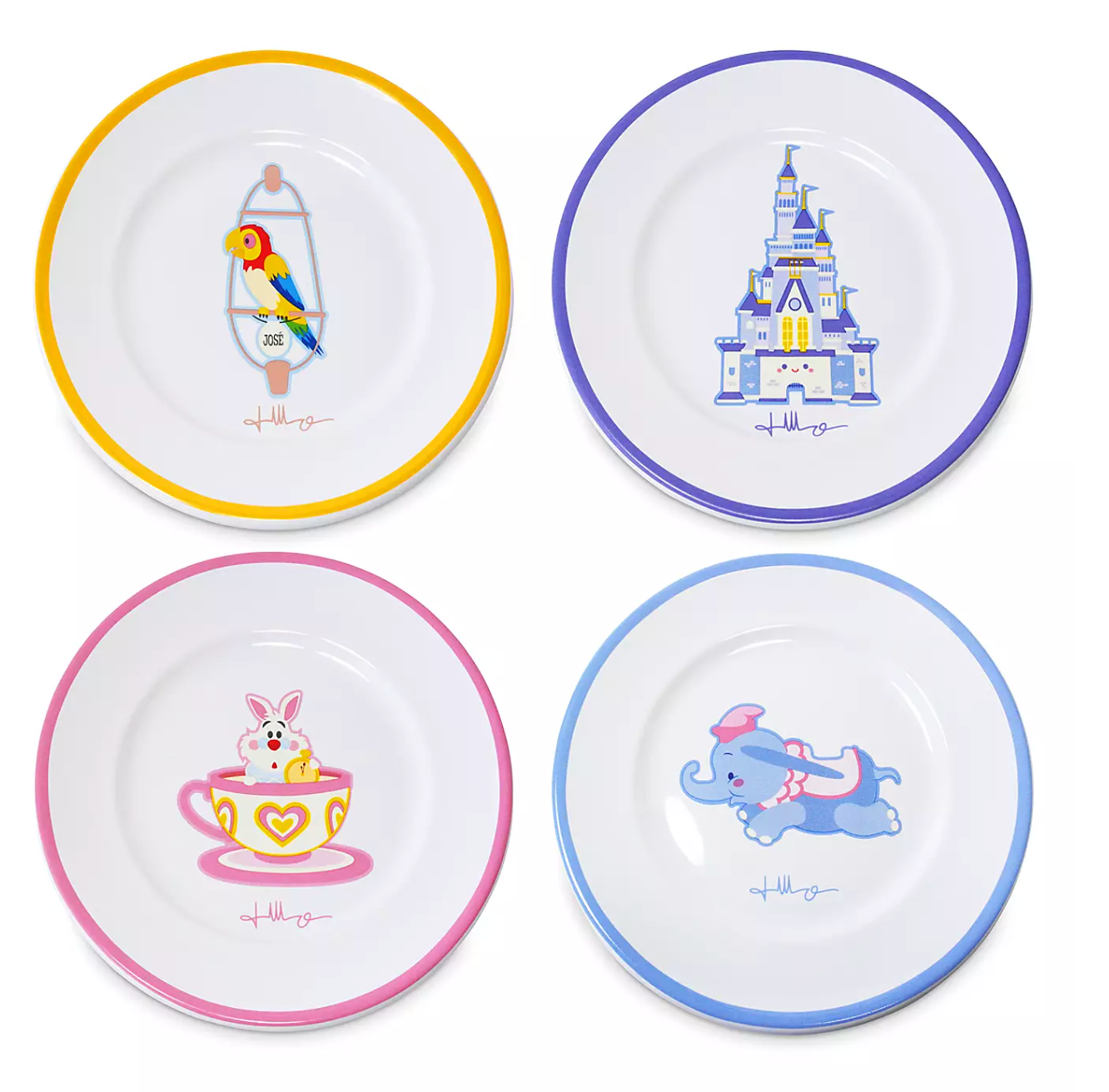 Disney Parks Fantasyland Tiki Room Dumbo Plate Set by Jerrod Maruyama New