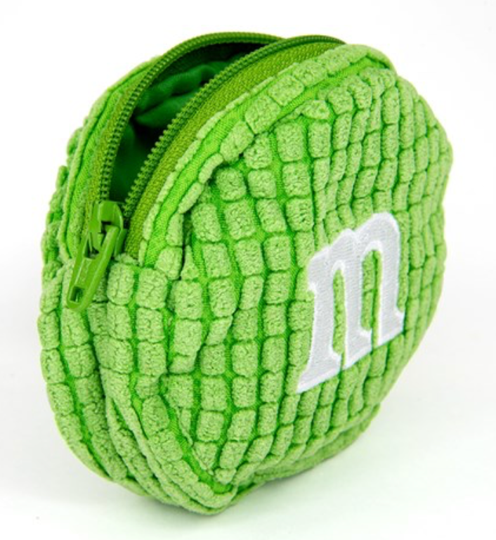 M&M's World Green Logo Coin Purse Plush New with Tags