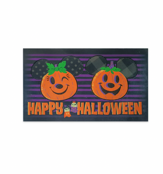 Disney Happy Halloween Mickey and Minnie Pumpkin Doormat New
