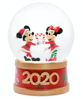 Disney Store 2020 Mickey and Minnie Christmas Holiday Snowglobe New with Box