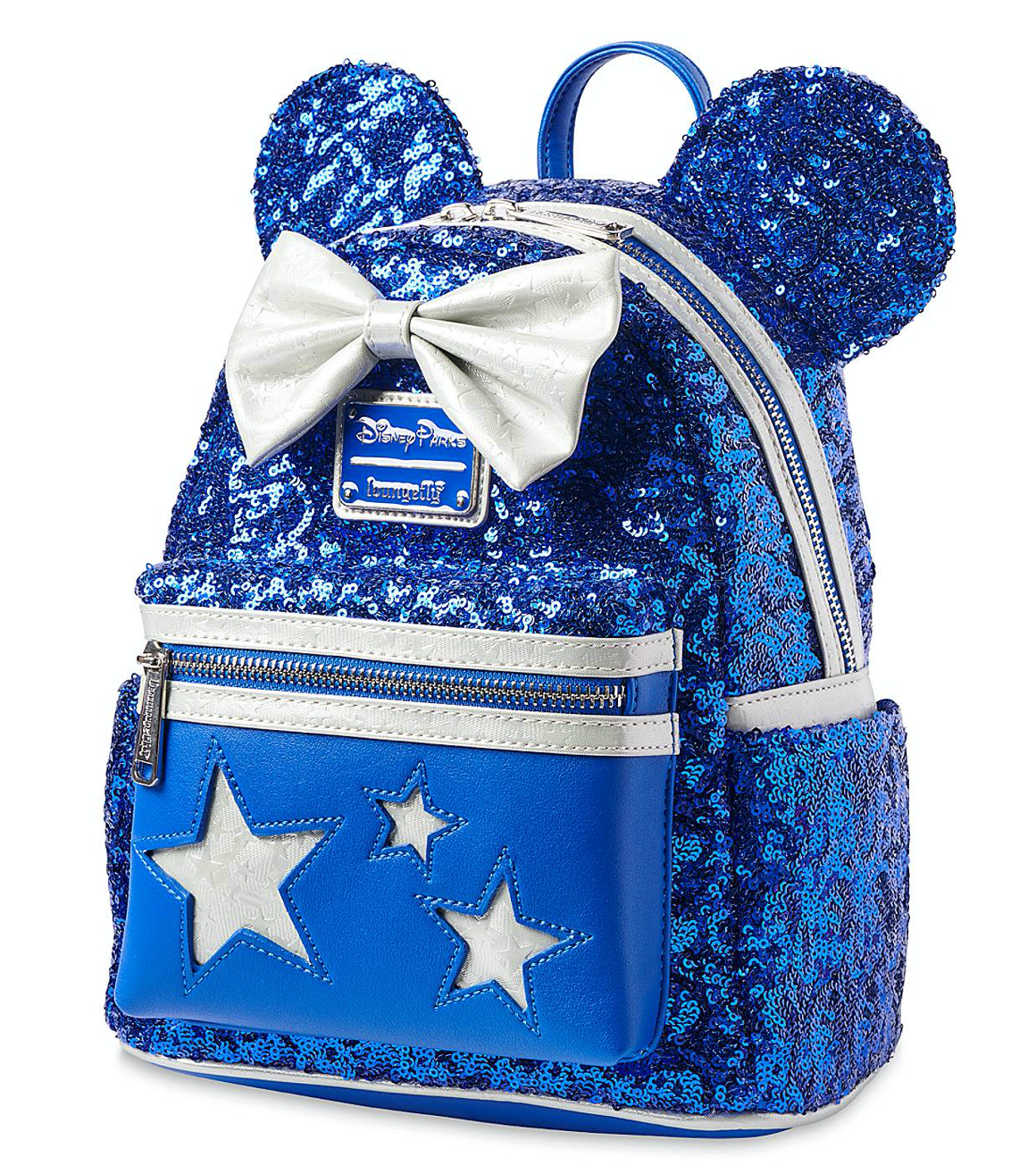 Disney Parks Wishes Come True Blue Minnie Sequined Mini Backpack New with Tag