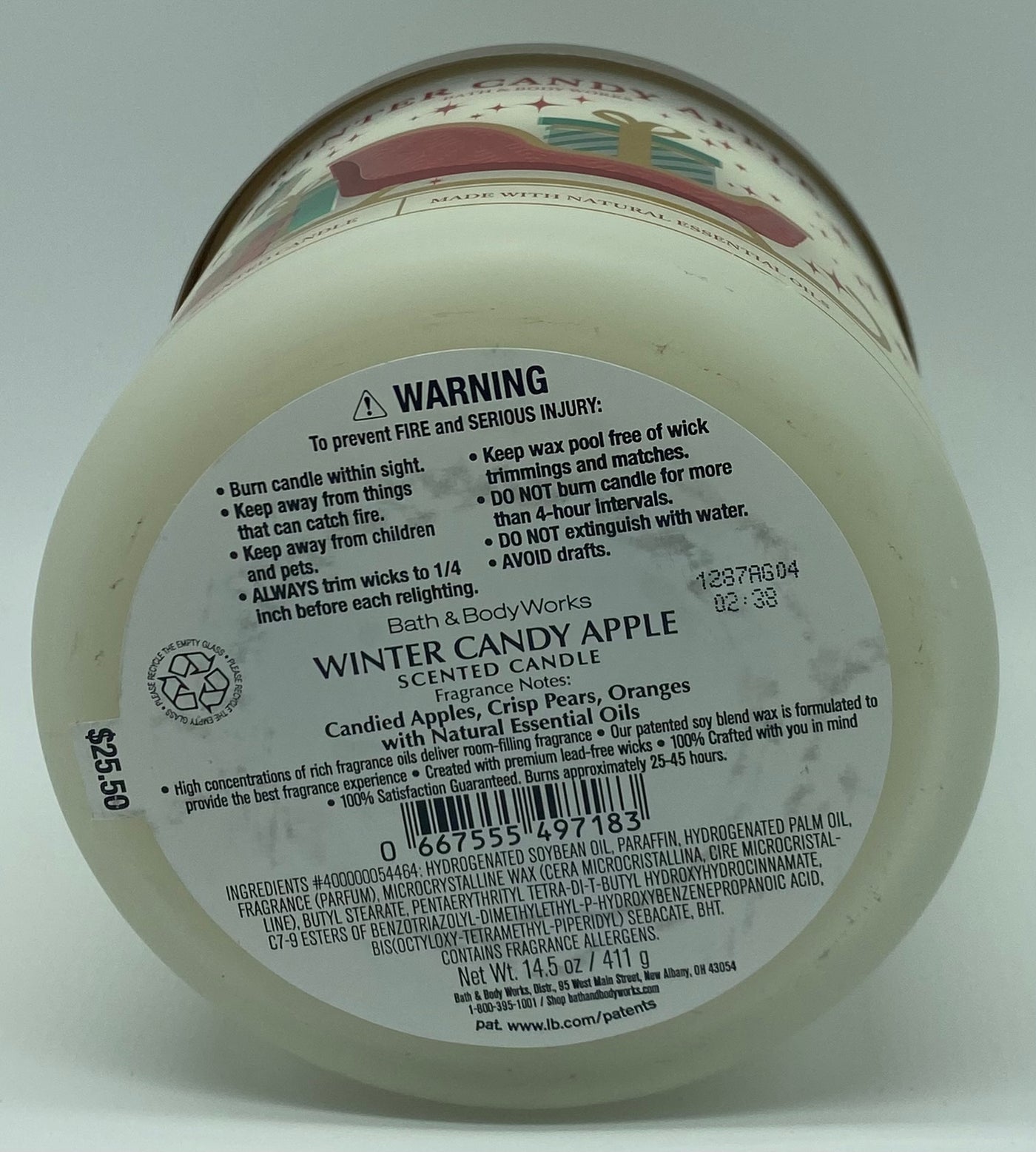 White Barn Bath Body Works Winter Candle Apple 3 Wick Scented Candle New w Lid