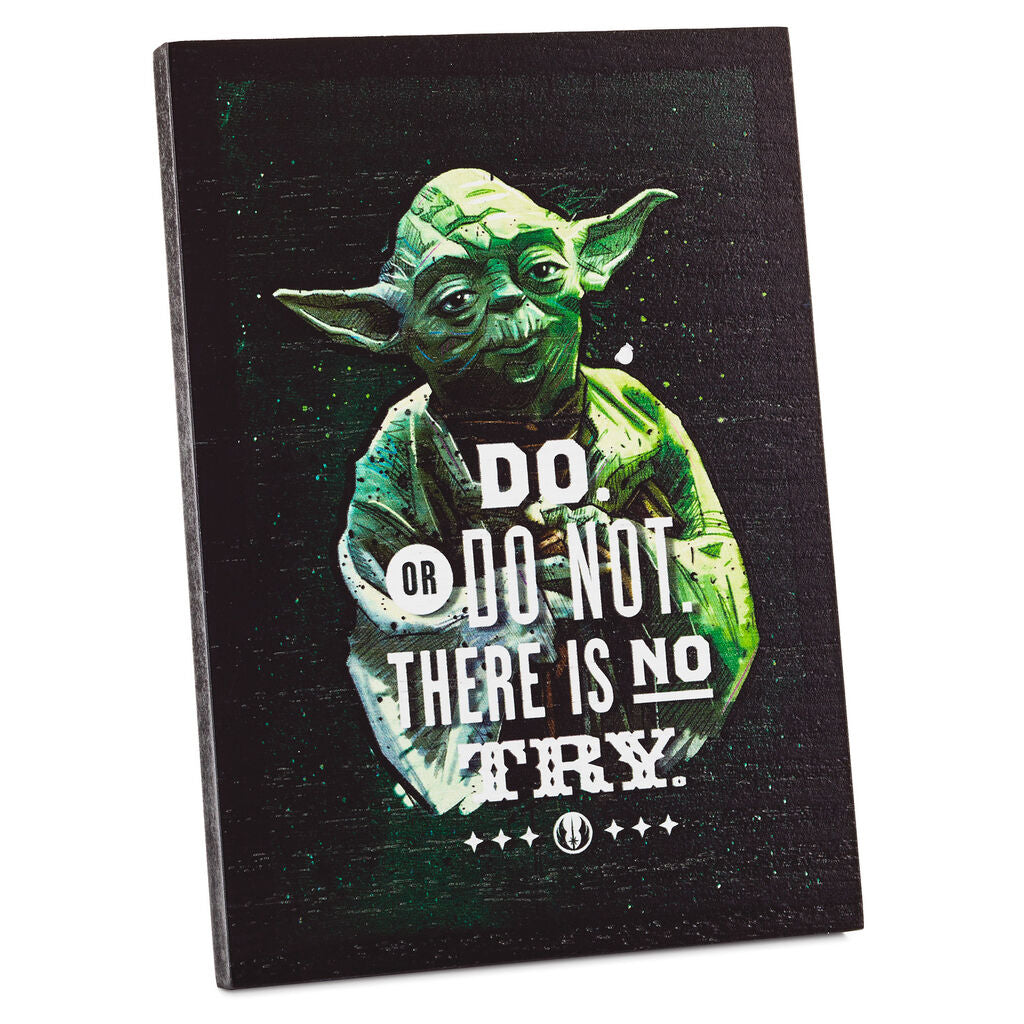 Hallmark Star Wars Yoda Do Do Not There is No Try Wood Quote Sign New