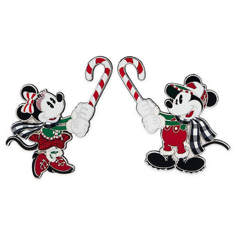 Disney Parks Yuletide Farmhouse Mickey and Minnie Holiday Pin Set New with Card