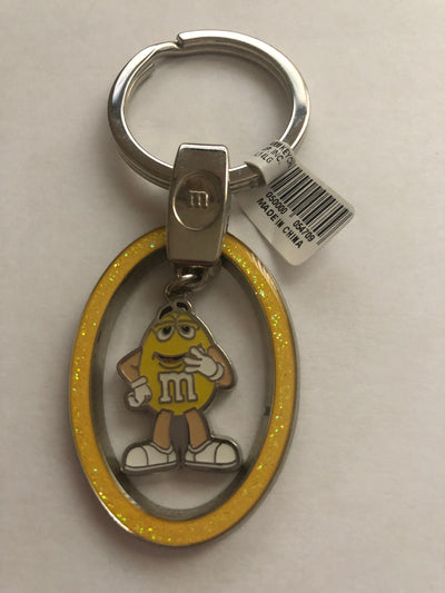 M&M's World Yellow Character Enamel Glitter Keychain New with Tag