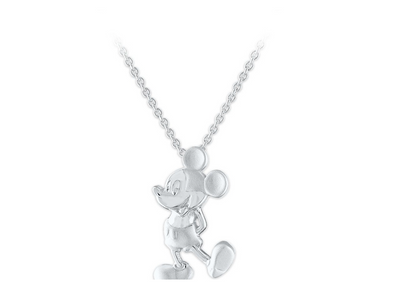 Disney Parks Mickey Standing Pendant Sterling Silver Necklace New with Box