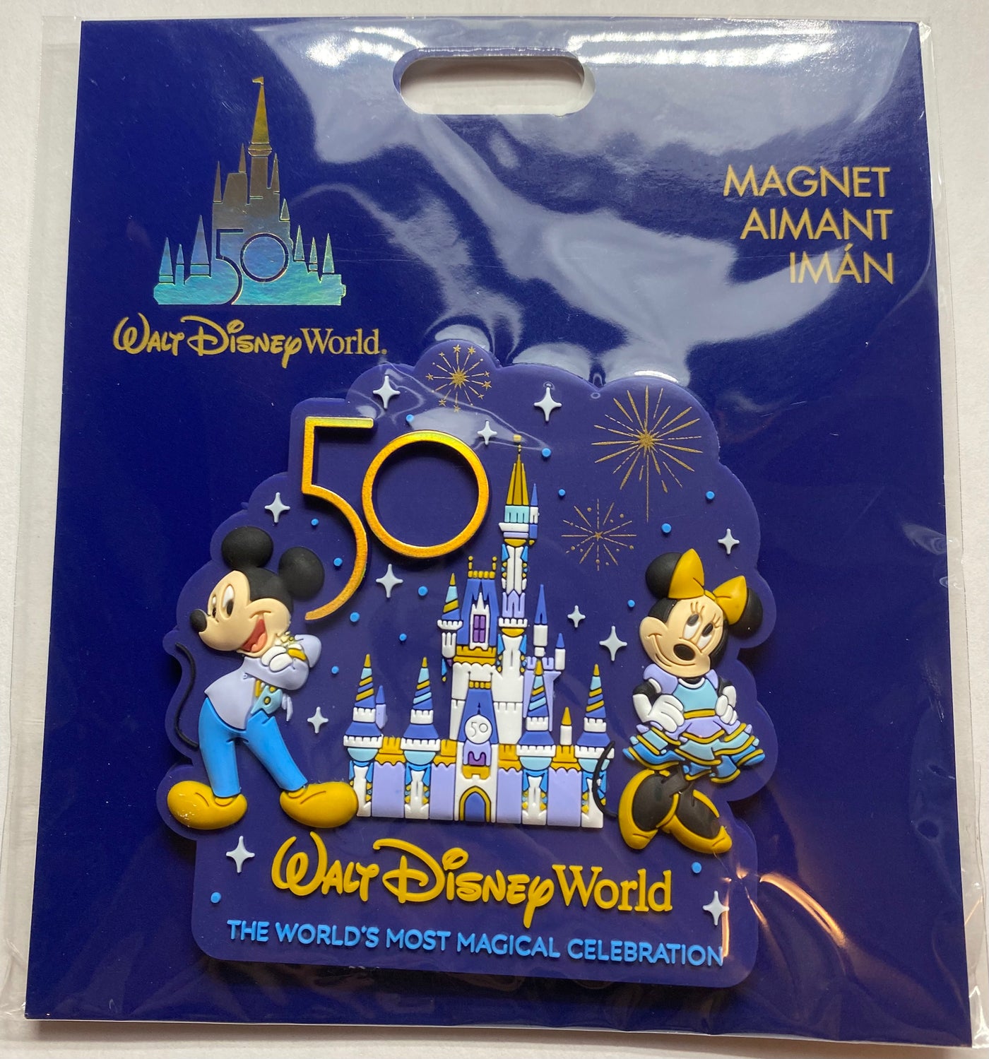 Disney Parks WDW 50th Magical Celebration Mickey Minnie Magnet New Sealed