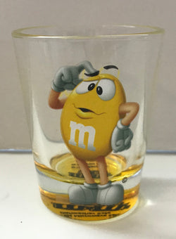 M&M's World Yellow Poses Clear Shot Glass New