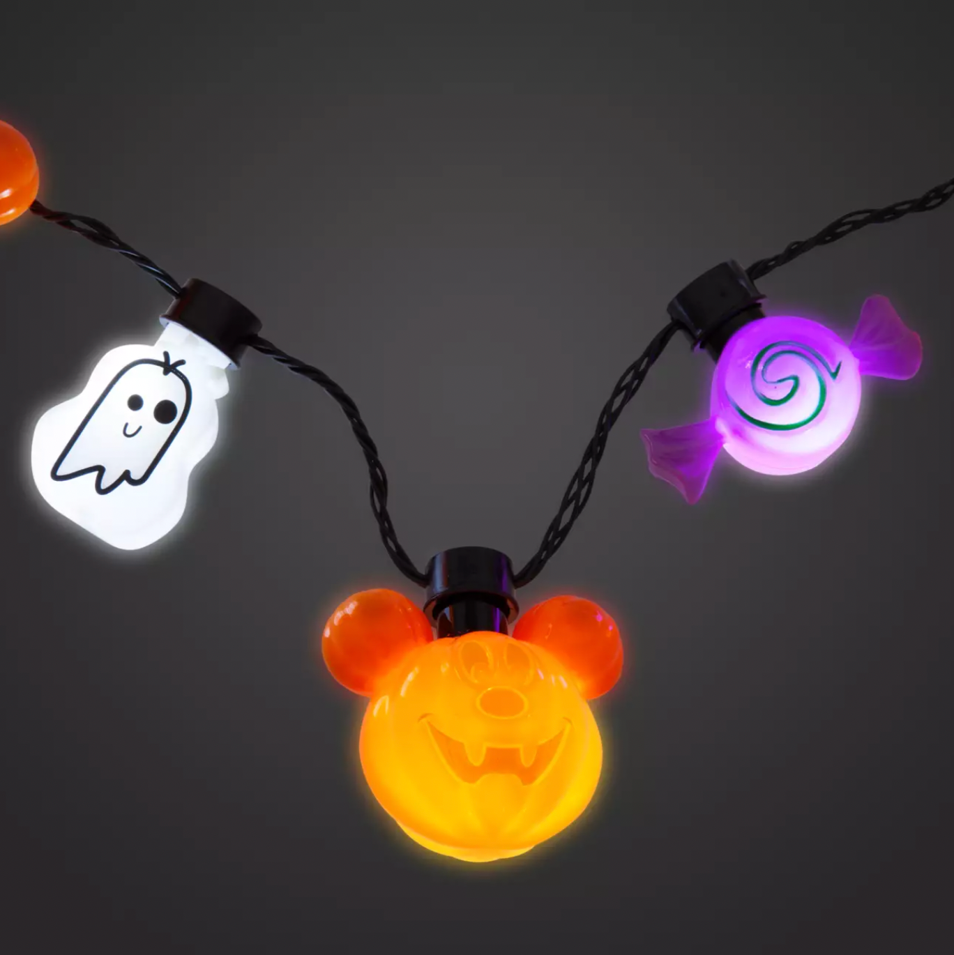 Disney Halloween Mickey Jack-o'-Lanterns ghosts Candy Light Up Necklace New