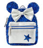 Disney Parks Wishes Come True Blue Minnie Sequined Backpack Wristlet New w Tag