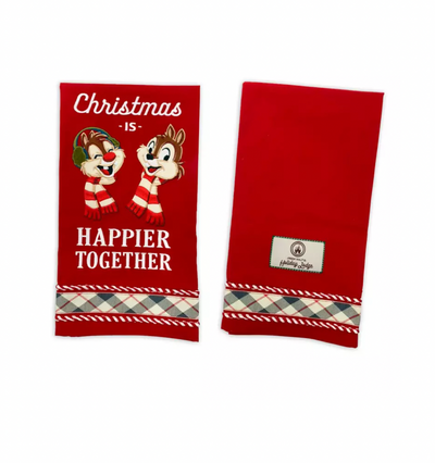 Disney Holiday Chip 'n Dale Christmas is Happier Together Kitchen Towel New