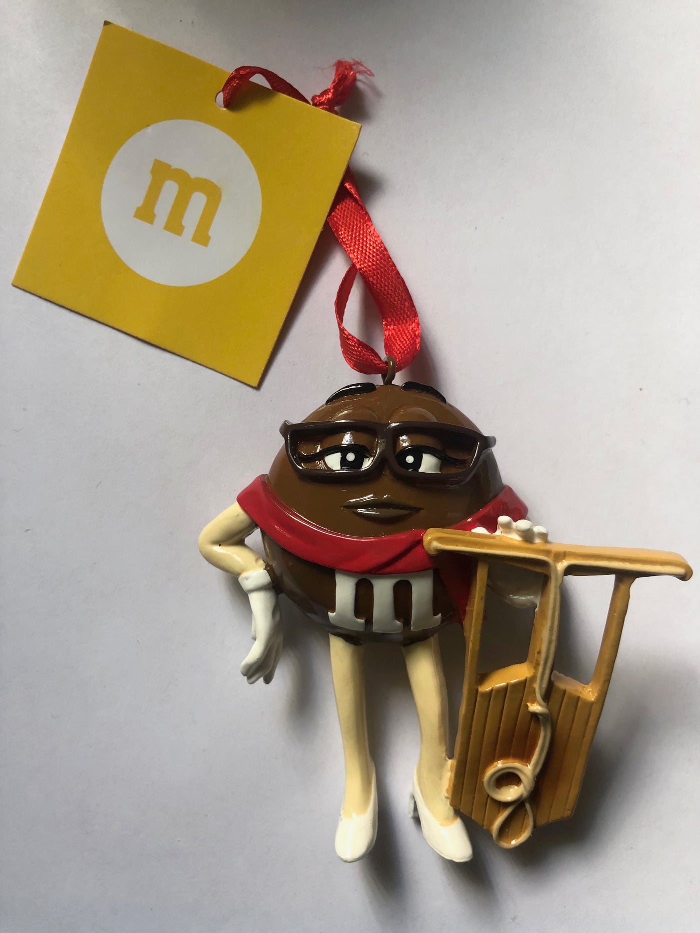 M&M's World Brown Character Sled Christmas Ornament New with Tag