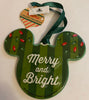 Disney Parks Mickey Merry and Bright Disc Ceramic Christmas Ornament New W Tags