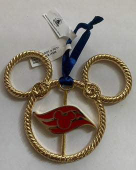 Disney Cruise Line Mickey Metal Rope Nautical Christmas Ornament New with Tag