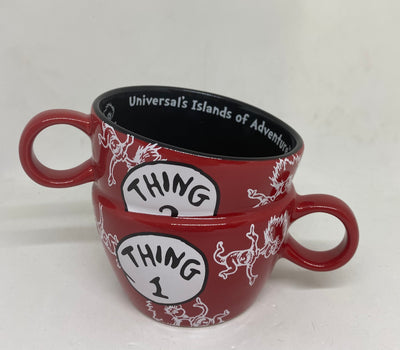 Universal Studios Dr Seuss Thing 1 Thing 2 Stackable Tea Coffee Mug New