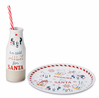 Disney Walt's Holiday Lodge Mickey Friends Milk and Cookies for Santa Set New