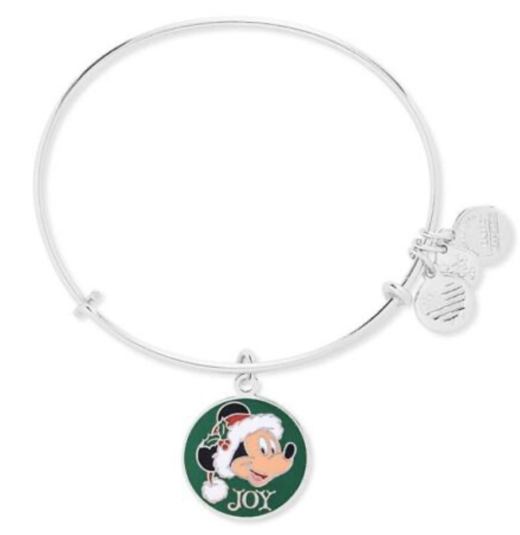 Disney Alex And Ani Silver Bracelet Christmas Mickey Mouse Joy Green New Sealed