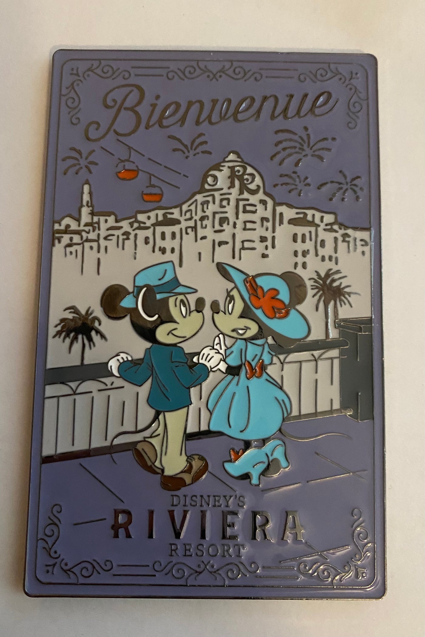 Disney Parks Riviera Resort Mickey and Minnie Bienvenue Metal Magnet New