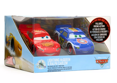 Disney Parks Pixar Cars Lightning McQueen & Ralph Carlow Pullback Car New W Box