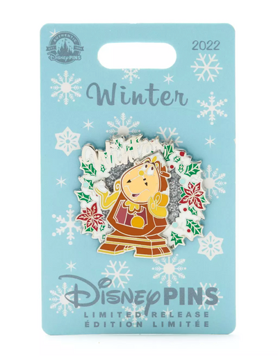 Disney Beauty and the Beast Cogsworth Winter Limited Release Pin New with Card