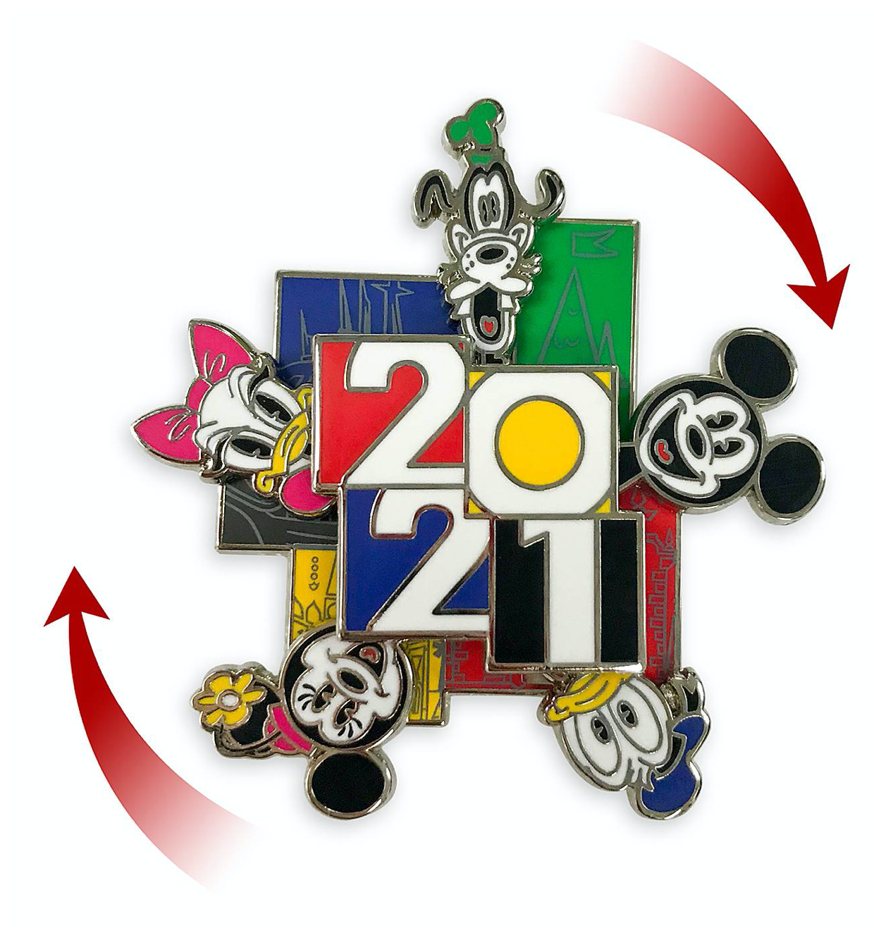 Disney Parks 2021 Mickey and Friends Spinner Pin New with Card