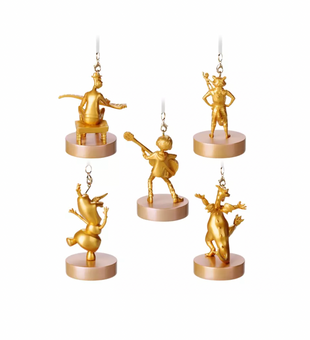 Disney Walt Disney World 50th Fab 50 Epcot Gold Christmas Ornament Set New Box