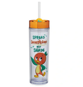Disney Walt Disney World 50th Anniversary Orange Bird Water Bottle w Straw New