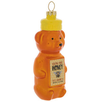 Robert Stanley Honey Bear Bottle Glass Christmas Ornament New with Tag