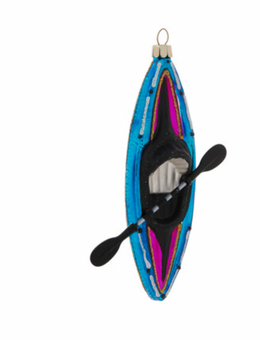 Robert Stanley Blue Kayak Glass Christmas Ornament New with Tag
