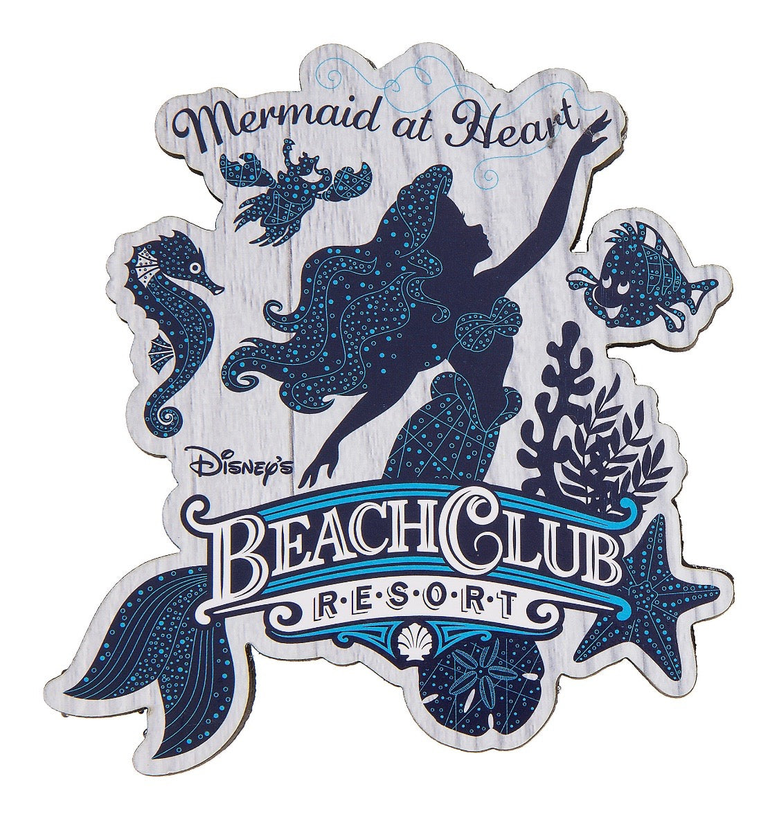 Disney Parks Mermaid at Heart Beach Club Resort Wood Magnet New