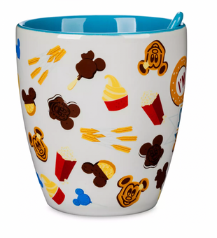 Disney Parks Mickey I'm Just Here For The Snacks Coffee Mug with Spoon New