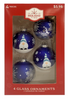 Holiday Time Christmas Blue Gnome Snowflake Glass Ball Ornament New With Box
