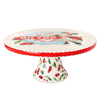 Disney Parks Back in the Day Minnie Retro Ceramic Cake Stand New