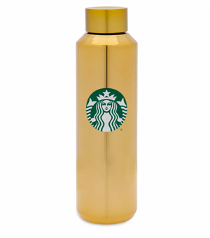 Disney WDW 50th Mickey Starbucks Water Gold Stainless Steel Bottle New