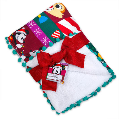 Disney Chear Santa Mickey Mouse and Friends Holiday Fleece Throw New with Tags