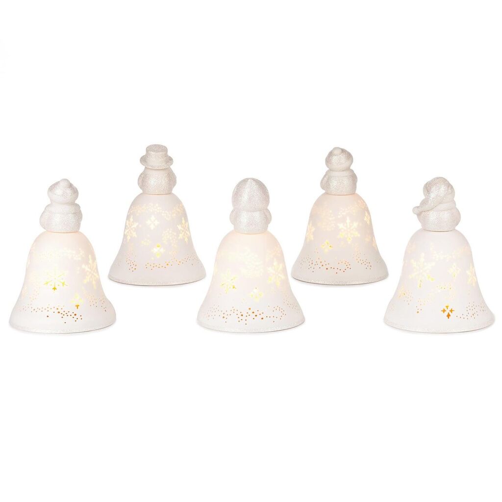 Hallmark Snowmen Bell Choir Musical Decorations With Light Set of 5 New with Box