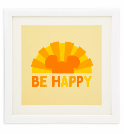 Disney Parks Mickey Icon Be Happy Sunshine Wall Decor Framed New