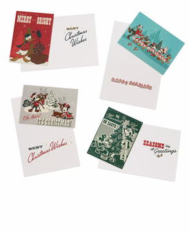 Disney Vintage Mickey and Friends Christmas Holiday Greeting Card Set New