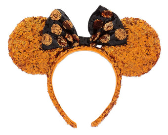 Disney Parks Halloween Minnie Bow Sequined Ears Headband New with Tags