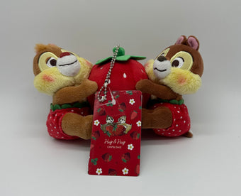 Disney Store Japan Hug and Hug Strawberry Chip 'n Dale Charm Plush New with Tag