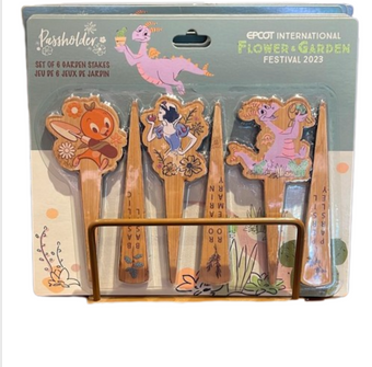 Disney EPCOT Flower and Garden 2023 Passholder Set of 6 Garden Stakes New