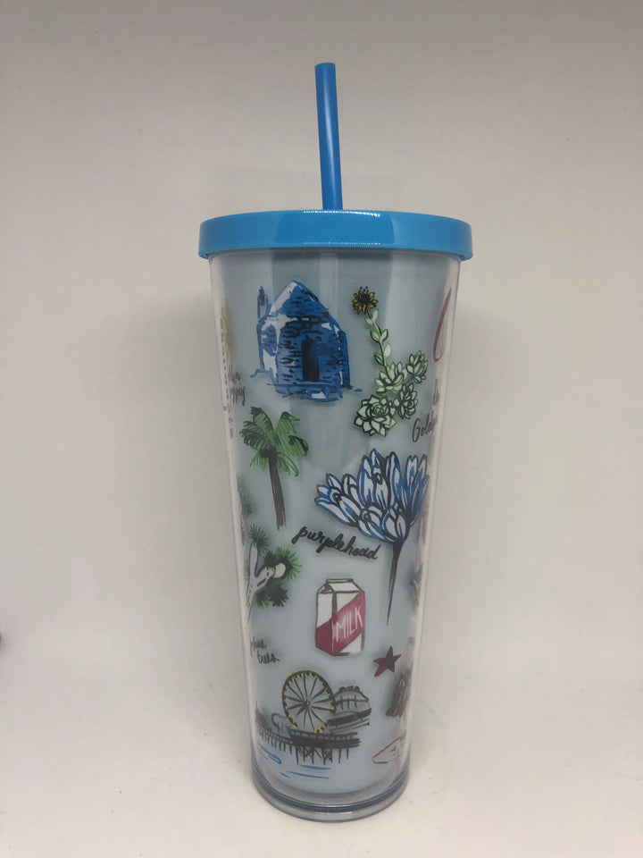 Starbucks California Cold Cup Tumbler with Straw Venti 24 oz New  I Love  Characters