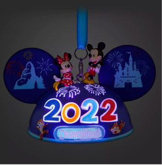Disney Disneyland 2022 Mickey Friends Light Up Ear Hat Christmas Ornament New