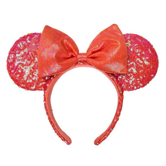 Disney Parks Minnie Sequined Coral Ear Headband for Adults New with Tag